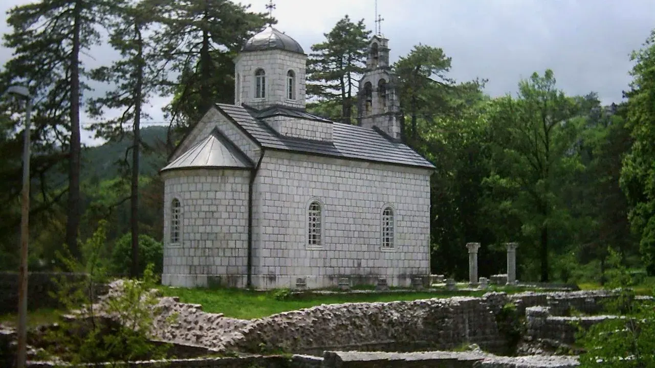 A quiet street of 19th-century palaces and former embassies in Cetinje, Montenegro